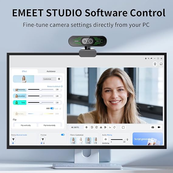 EMEET NOVA 4K Dual-Camera 4K Webcam for PC, Wide-Angle and Telephoto Camera