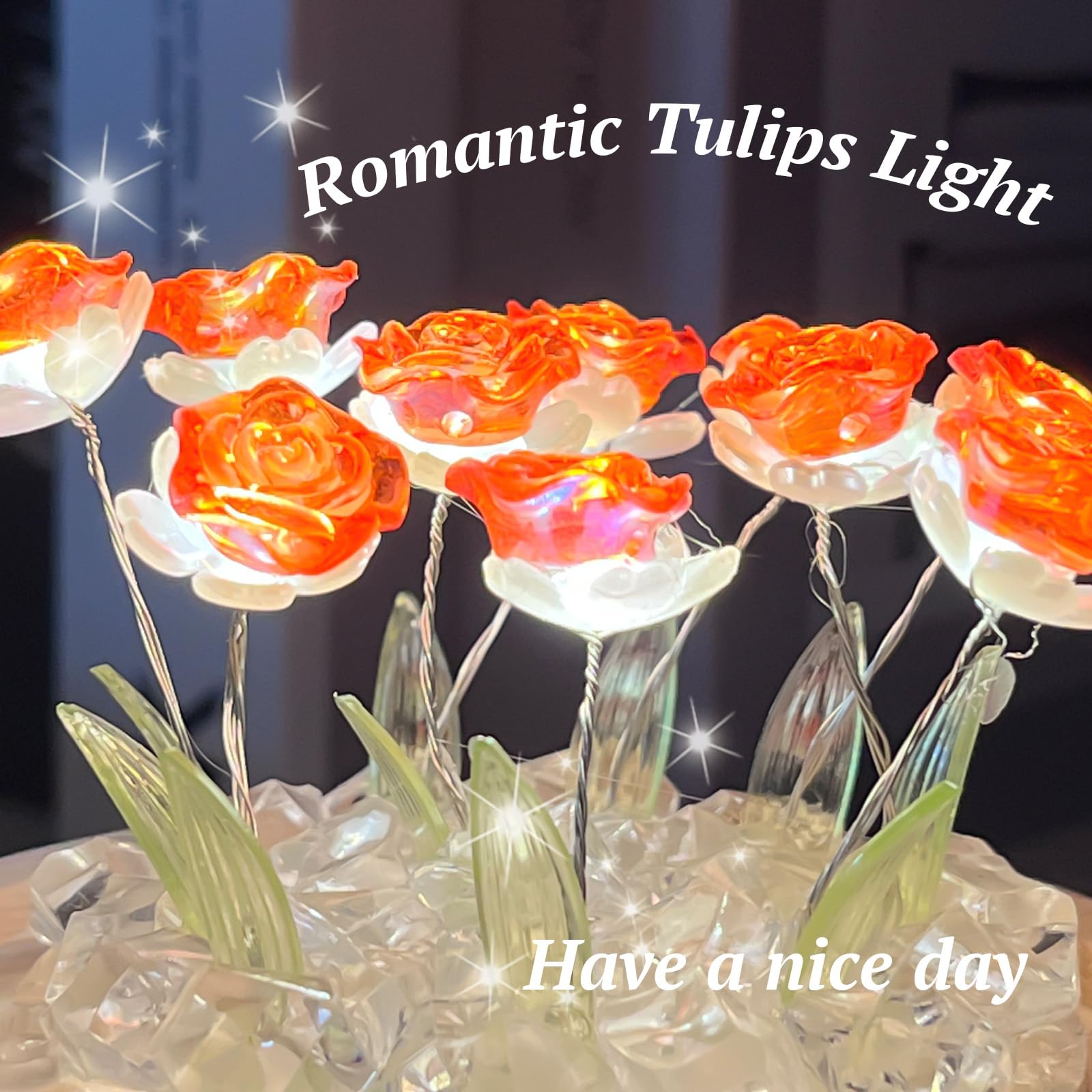 Danolt Forever Rose Night Light, Red Rose Lamp LED Flower Lamp for Girls and Women Cute Room Decor, 10 cm - Image 3