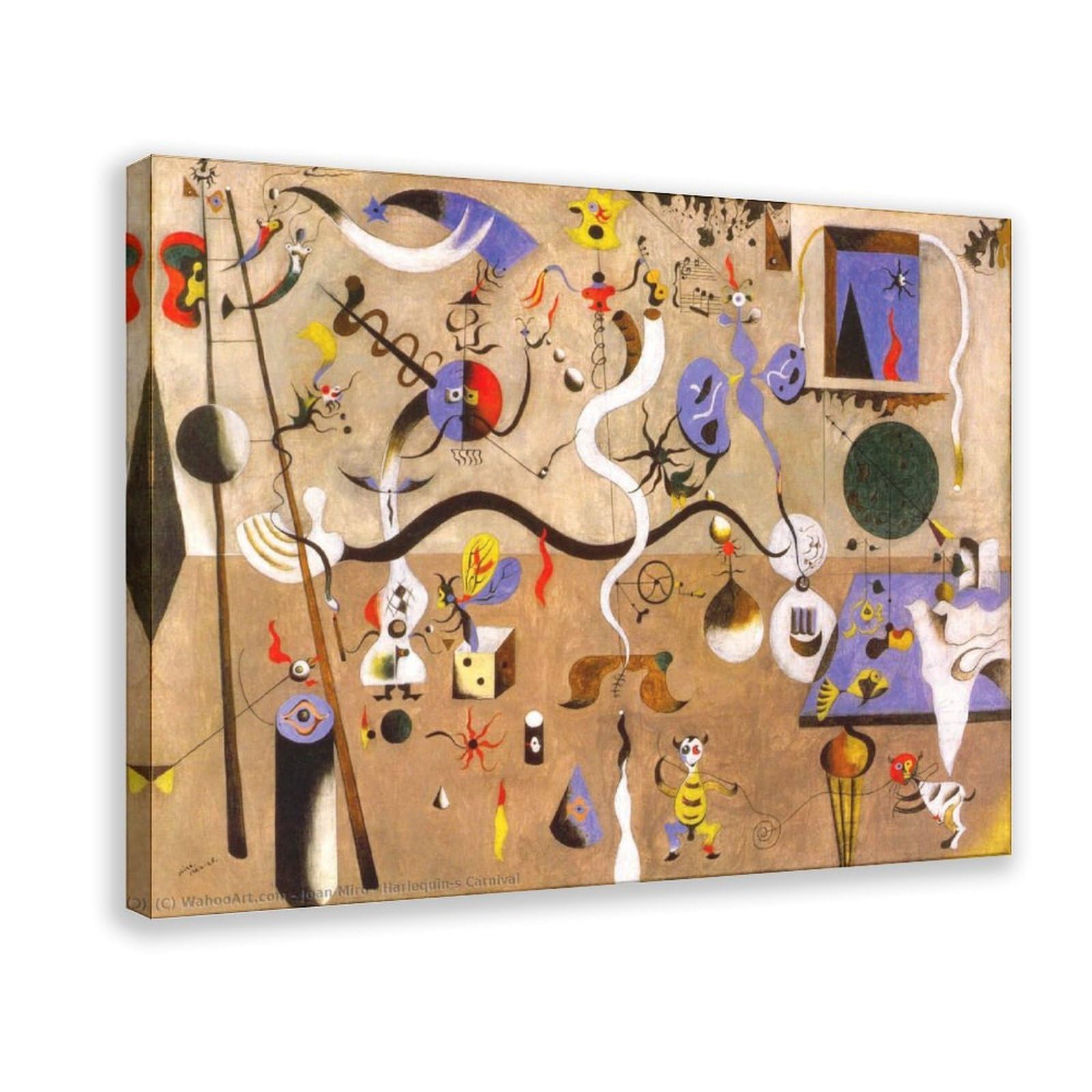 WCYB Harlequin's Carnaval by Joan Miro Posters Prints Canvas Deco Paintings Wall Art Frame 20" L X 30" W