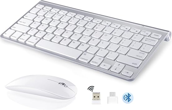 Wireless Keyboard and Mouse Compatible with iMac MacBook Air/Pro Bluetooth and USB