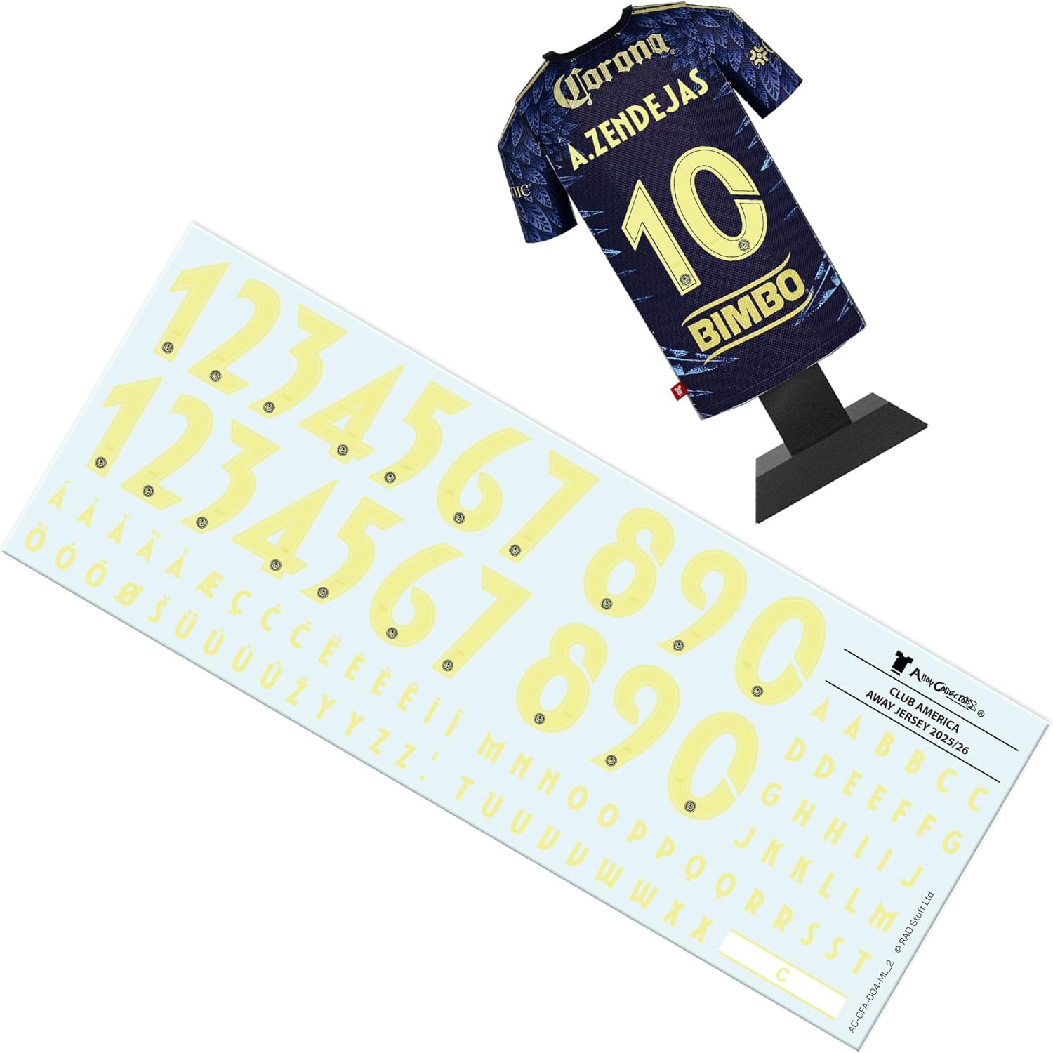 Club America Jersey Shaped Alloy Metal Desk Display Stand – Official Men’s Soccer Team Collectible Model (25/26 Away)