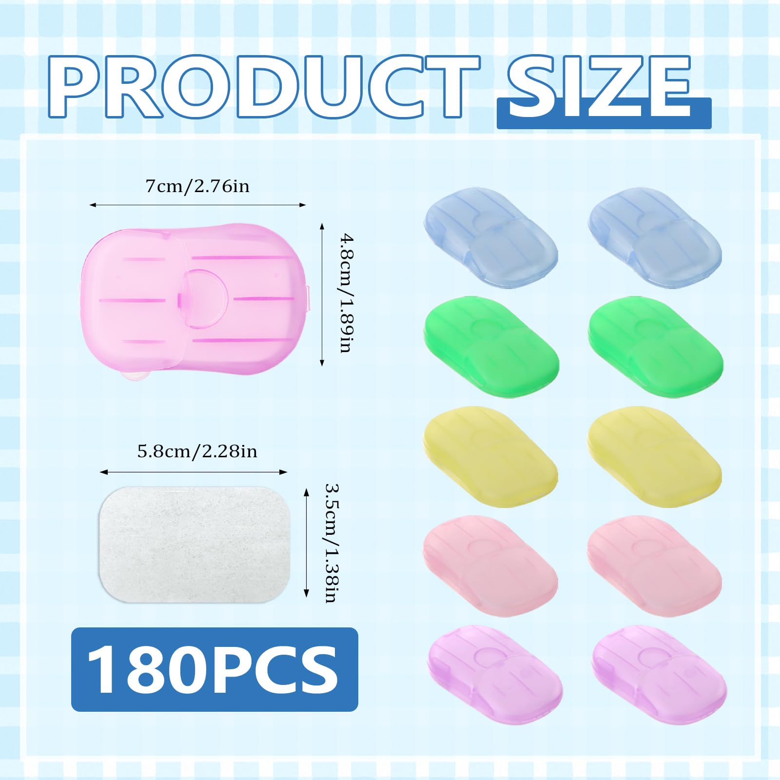 Feuille de Savon Portable 200Pcs, 10 Boîtes Ovales Mini Savon Voyage Solide, 5 Couleurs Savon Antibactérien Jetable
