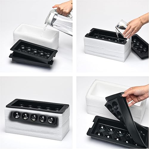 Miniatura 6 de Sphere - Bandeja transparente para cubitos de hielo, molde de silicona para hacer bolas de hielo, hielo redondo transparente para whisky y cóctel