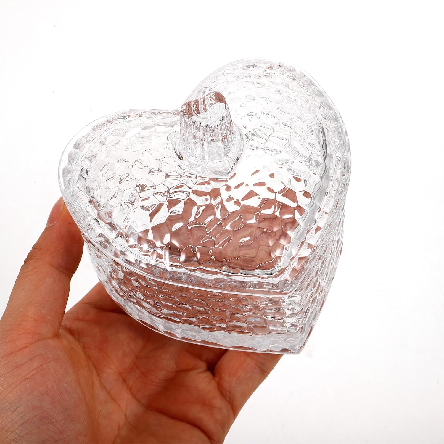 Heart Shape Glass Jewelry Container with Lid 188ml Xmas image 4
