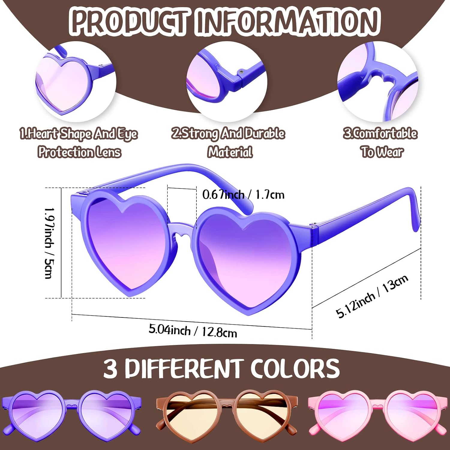 Zhengmy 9 Pairs Kids Sunglasses Round Flower Heart Glasses for Toddler image 4