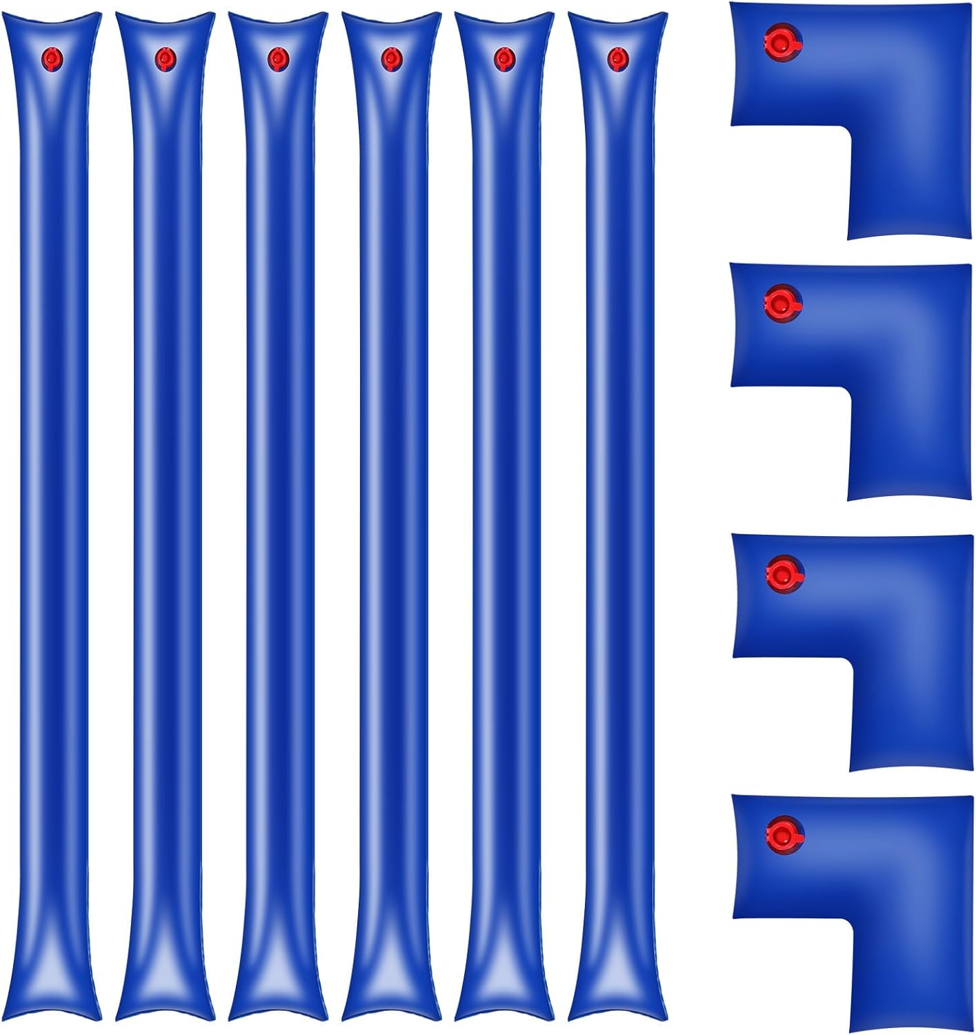 VioraWhite 10 Pack Pool Cover Water Tubes with Corner Weights, 10 ft Thickened Water Bags Heavy Duty Leakproof PVC 0.4 mm Tarp Weights for Closing Winter Inground Swimming Pool Winterizing, Blue