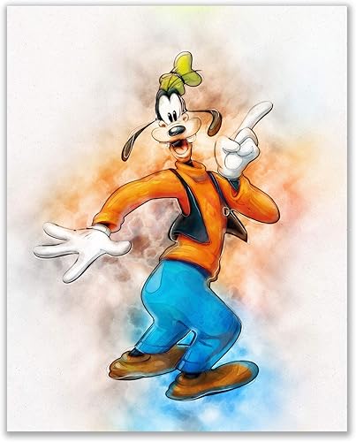 Miniatura 5 de Mickey Mouse - Juego de 6 impresiones de acuarela originales, decoración de pared de guardería (8 x 10 pulgadas), Minnie Donald Daisy Duck Pluto