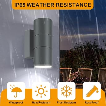 Kerry Outdoor Wall Lights, Mains Powered, IP65, Up Down, Anthracite 2 Pack [Energy Class F]