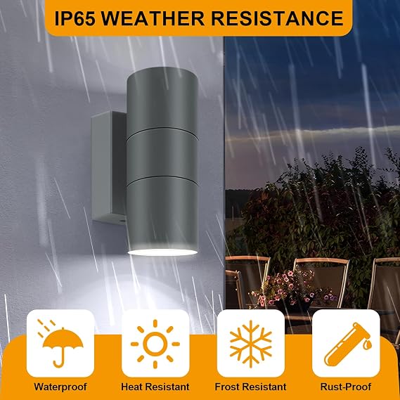 Kerry Outdoor Wall Lights, Mains Powered, IP65, Up Down, Anthracite 2 Pack [Energy Class F]