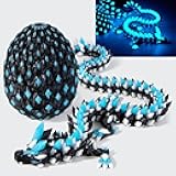meturebear 2026 Easter Gifts for Kids 3D Printed Dragon Egg Glow in The Dark,Cool Crystal Dragon Toys, 3D Print Dinosaur Fidget Toys Gift for Kids, Dino Eggs Desk Decor, Home Decor（Black Blue