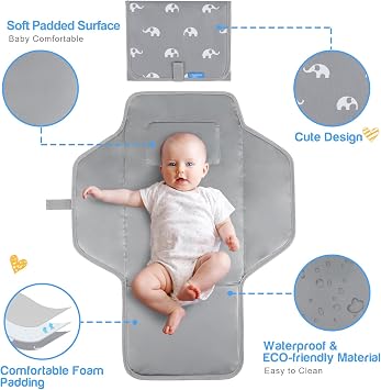 Portable Travel Changing Mat with Built-in Head Cushion