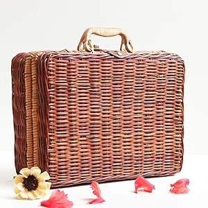 Panier Pique-nique Vintage En Osier - Valise Camping - Années 70/80 - Occasion
