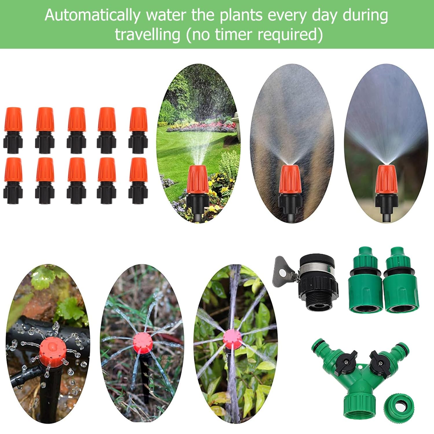 Automatic Drip Irrigation Kit Garden Watering System with Micro-Sprinkler for Potted Plants Seedlings Fruits and Home Gardening