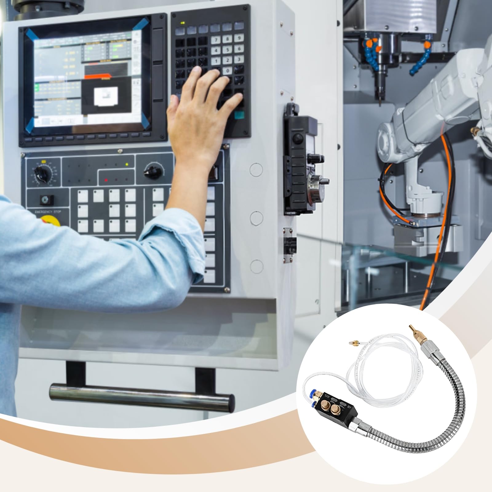 Zestaw opryskiwaczy intercooler, system smarowania mgłą do maszyn do cięcia metalu i tokarek CNC, system smarowania cieczą chłodzącą, korpus ze stopu aluminium z podstawą