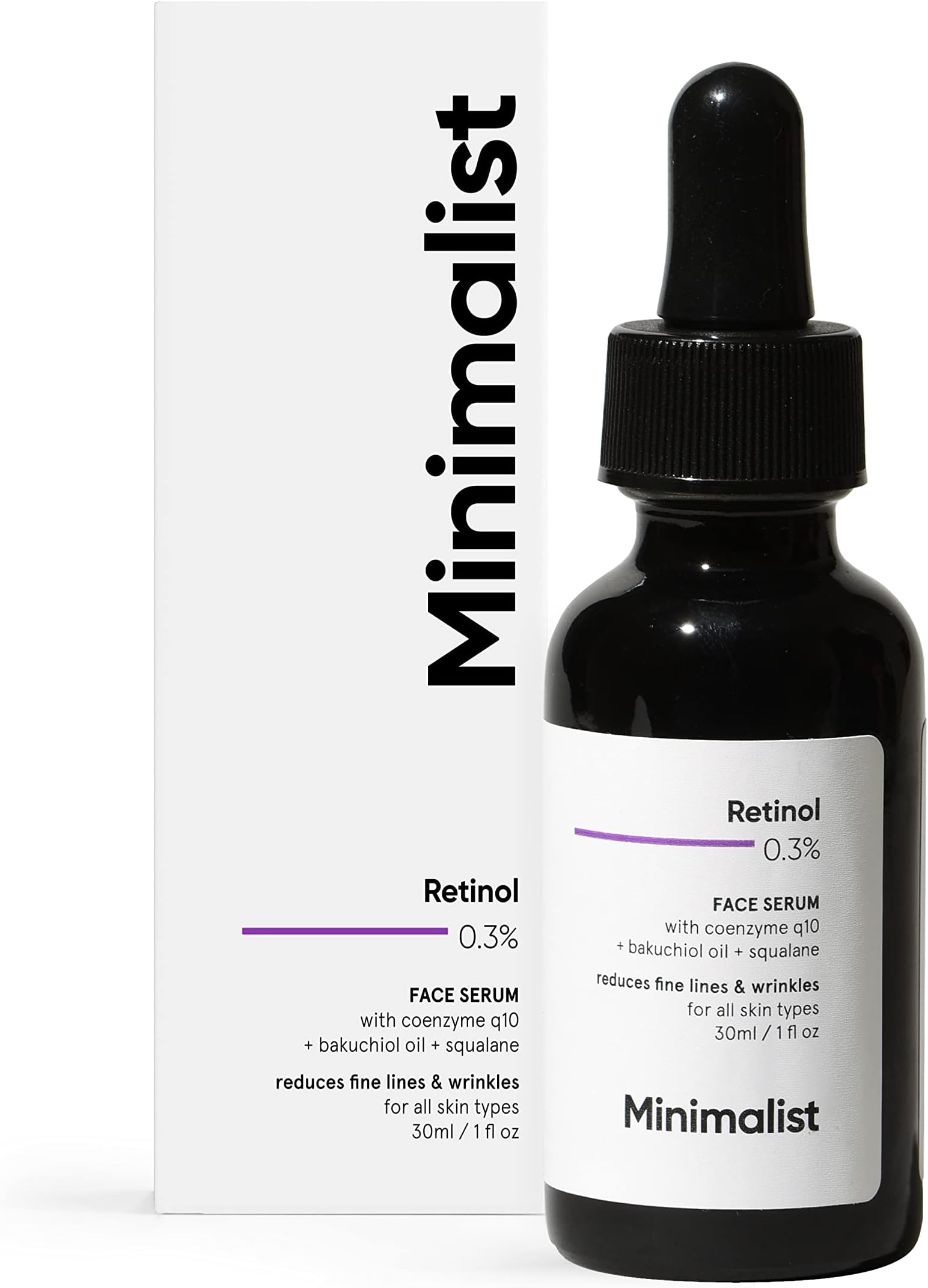 Minimalist Anti Aging Retinol 0.3% Face Serum| Skin-renewing and cell-turnover actives| Targets Wrinkles, fine lines, Skin Smoothness, loss of Elasticity & Uneven Skin tone| Non Comedogenic