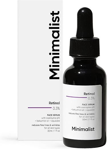 Minimalist 0.3% Retinol Face Serum For Anti Aging For Beginners | Night Face Serum With Retinol & Q10 To Reduce Fine Lines & Wrinkles | For Women &…