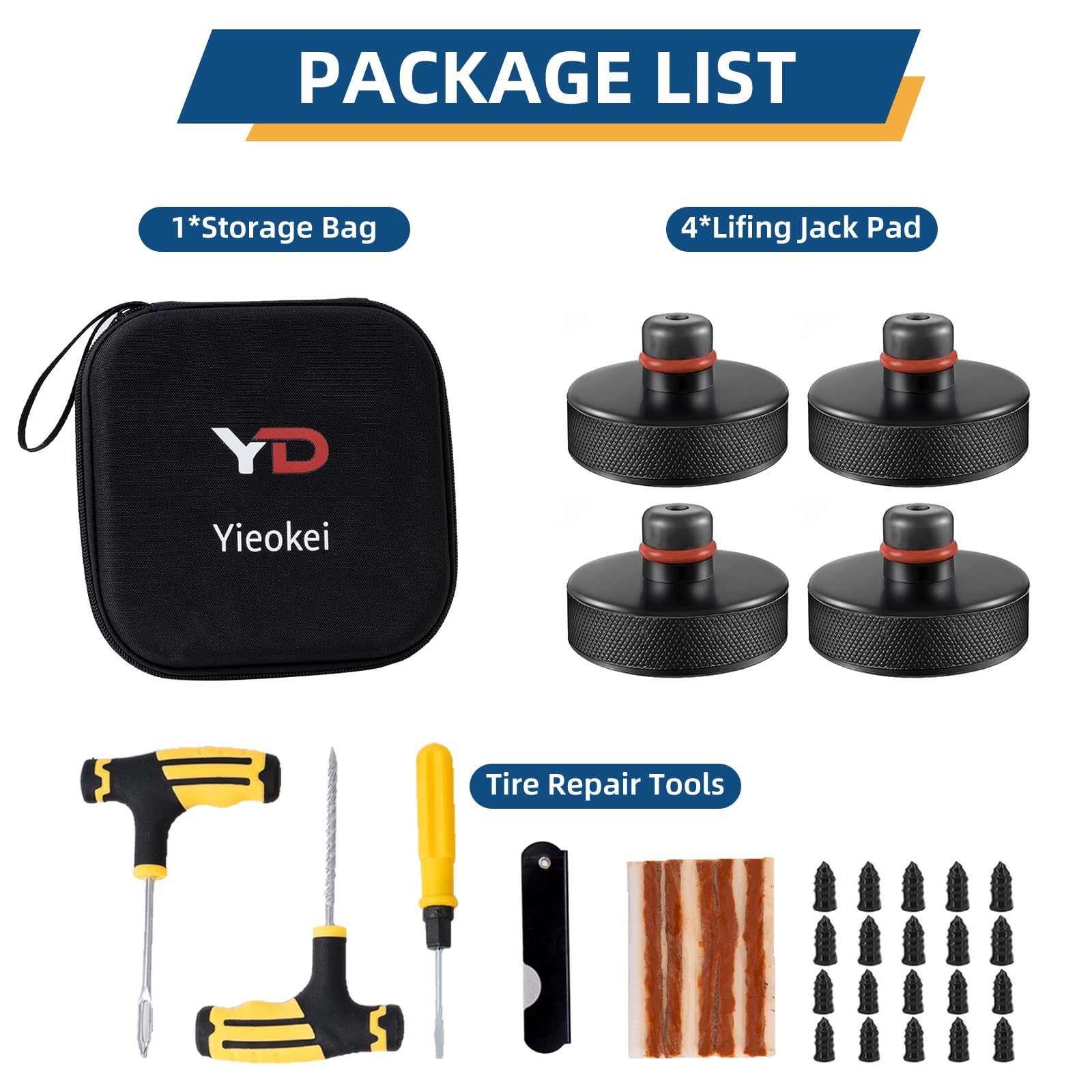 Model 3 Y X S Jack Pucks Tesla Jack Pad & Tire Repair Kit - 4 Rubber Lifting Pucks With Emergency Tire Repair Tools Tesla Tire Repair Kit With Jack Pads