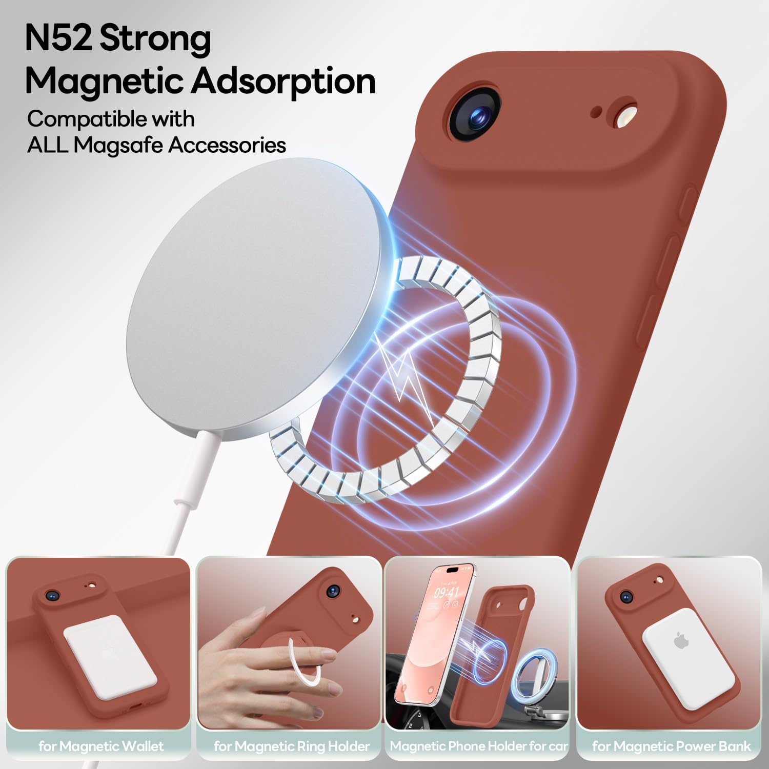 LOVE 3000 Designed for iPhone Air Case, Premium Silicone [Compatible with Magsafe][Soft Anti-Scratch Microfiber Lining] Shockproof Protective Phone Case for Holsters 6.5", Caramel thumbnail