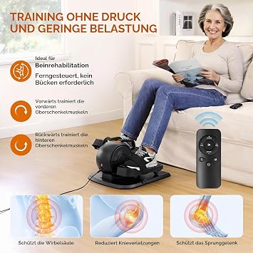 Dripex Mini Electric Cross Trainer 3-in-1 Undertable Elliptical Trainer for Home Leg Trainer for Seniors 16 Adjustable Speed and Resistance Levels Fully Assembled