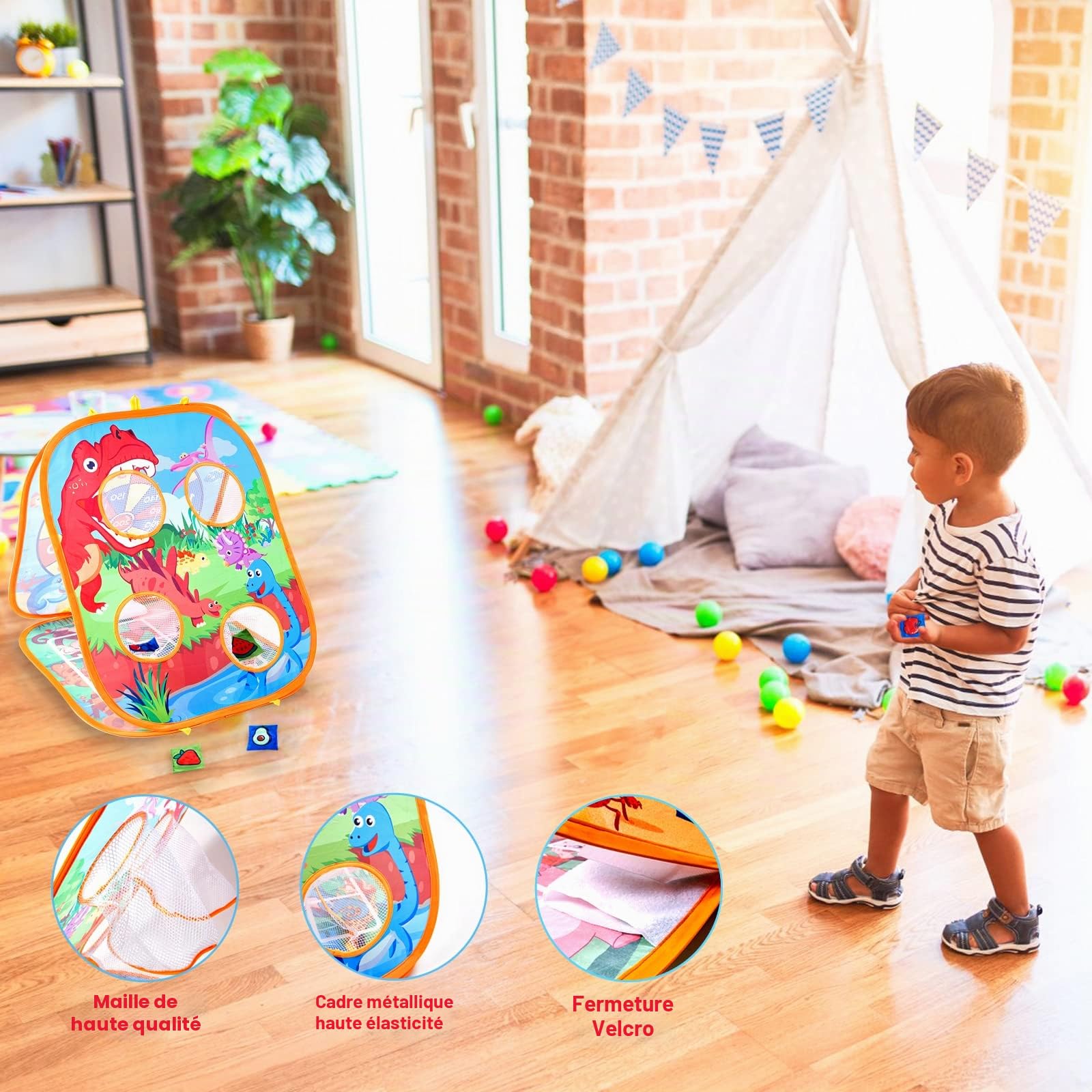 Vdealen Jeu de Lancer avec Sac de Haricots pour 3 à 8 Ans Enfants 3 en 1 Lancer de Sac de Sable Jouets de Fléchettes Cadeau Amusant pour Anniversaire ou Noël Jouets de Fête Intérieurs et Extérieurs