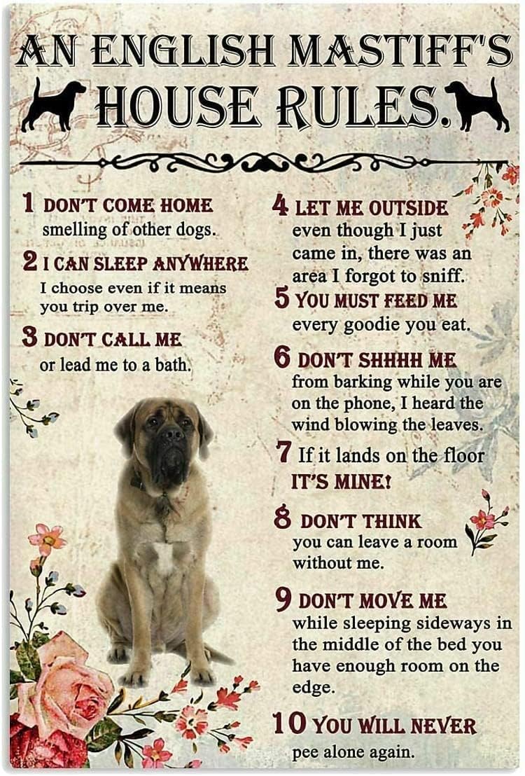 English Mastiff Metal Tin Sign Vintage Wall Decoration