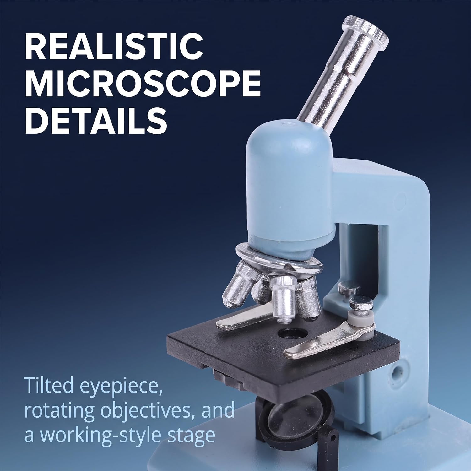 Blue Miniature Microscope, Plastic Dollhouse Mini Laboratory Tool for Dollhouse Science STEM Scene, Experiment Scene Doll House Kit for 1:12 Scale Decor Accessories image 4