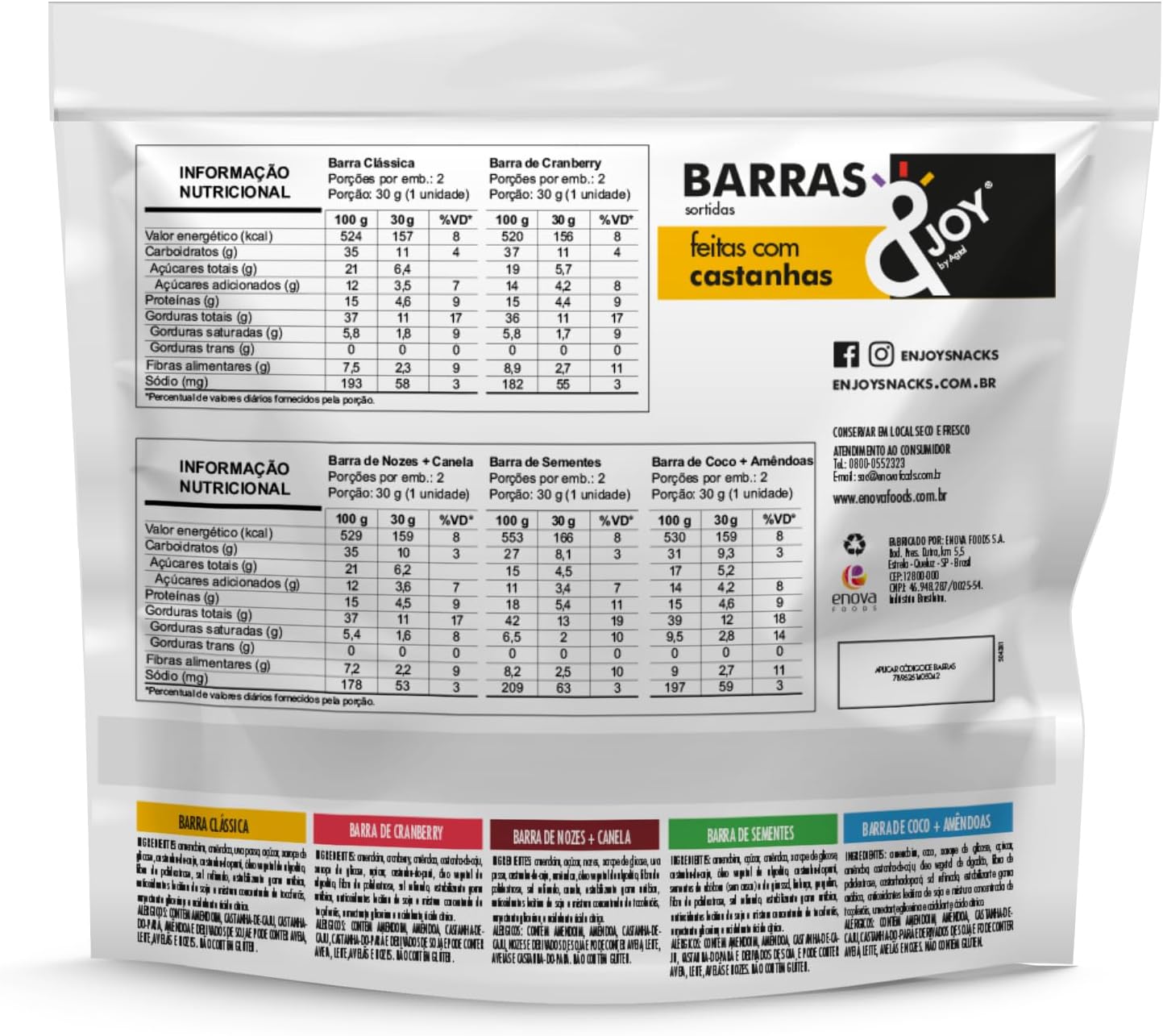 Enjoy Multipack Barras de Castanhas - 5 sabores - 300g