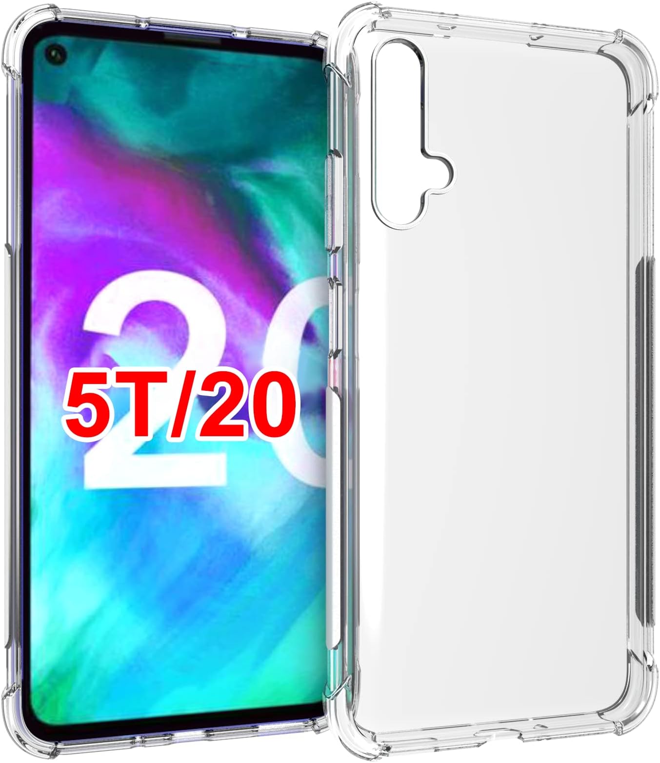 TiYa USTIYA Case Clear for Huawei Nova 5T / Honor 20 Crystal TPU Four Corners Protect Camera Cover Transparent Soft Phone Case