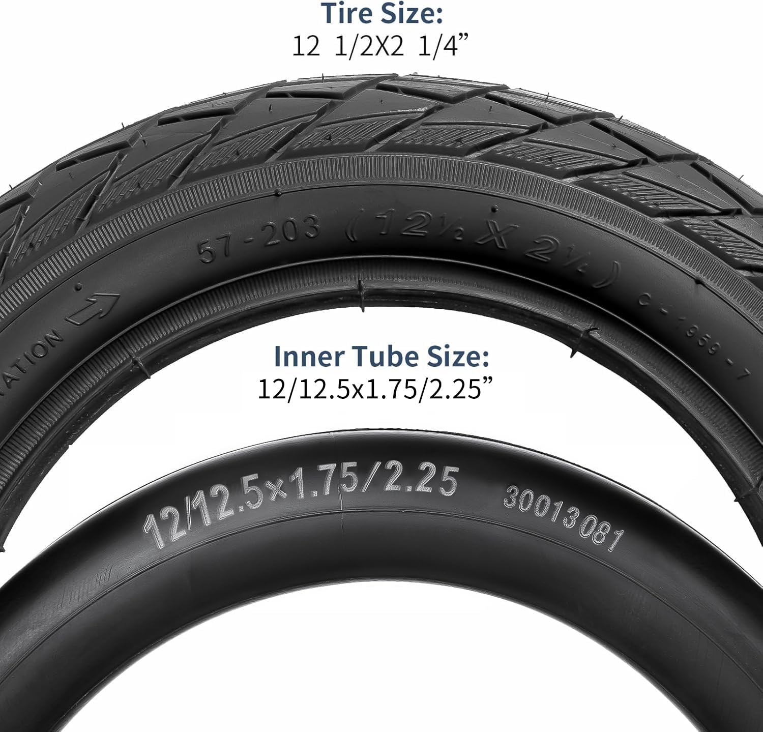 YunSCM 2PCS Kid Bike 12.5 Zoll Reifen 12 1/2x2 1/4 (12.5x2.25) Mantel 57-203 und 2PCS 12/12.5 Zoll Schlauch SV/AV32mm Ventil kompatibel Stadt/Straße / 12 1/2x2 1/4 Reifen und schlauche