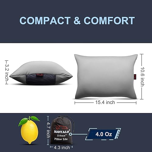 Vista 18 de X-Foam - Almohada inflable para acampar con funda de espuma extraíble, cómoda, lavable, ultraligera, portátil con soporte lumbar para el cuello