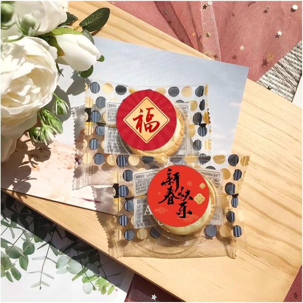 180 Pcs Happy Chinese New Year Stickers,1.5 Inch Chinese New Year Wishing Stickers Chinese Lunar New Year Party Favor Supplies Decorations,Spring Festival Sticker