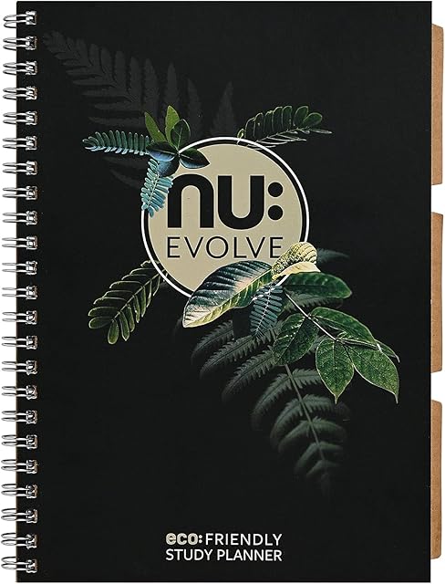 Nu Notebooks - Evolve Range - Study Planner - Recycled Notebook - A4 Notebook - Wirebound Notebook - Stationery Notebooks - Professional Notepad - 150 Pages,Black