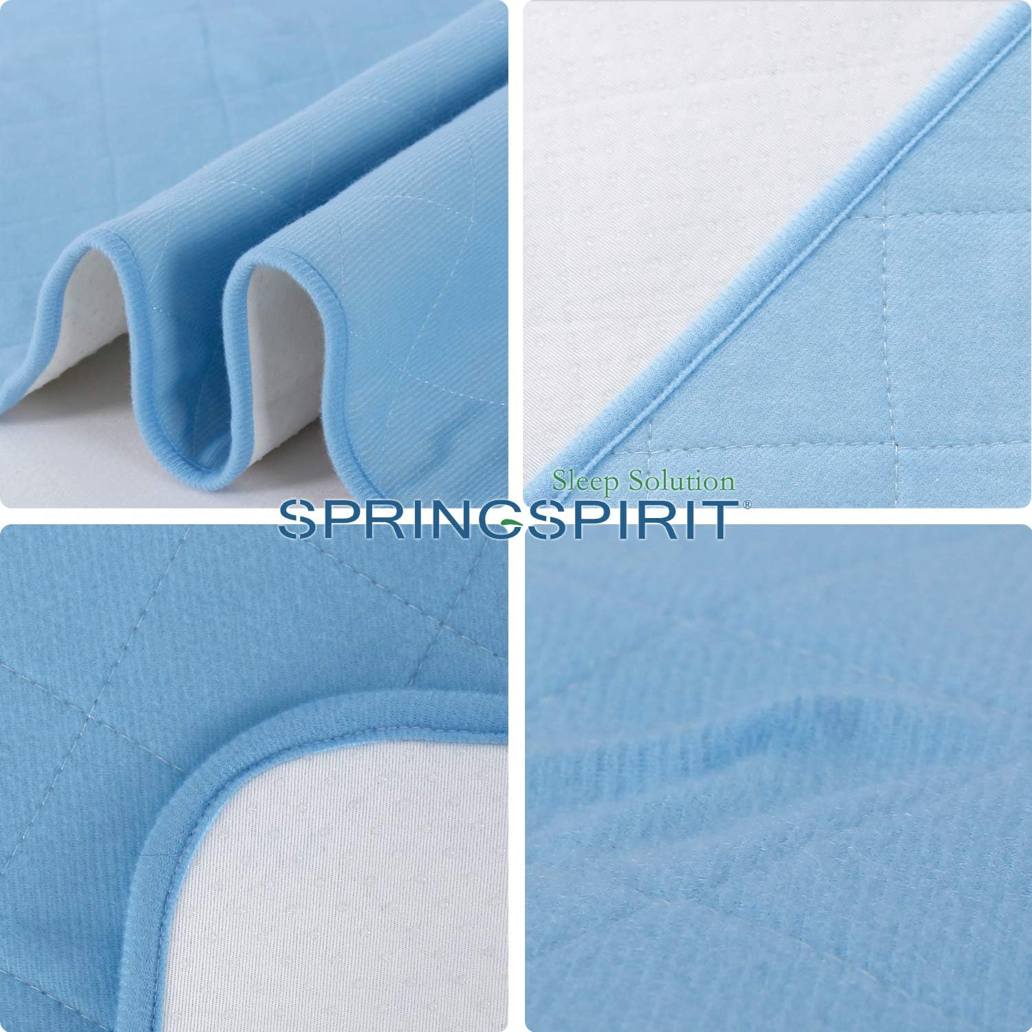Bed Pads Washable Waterproof 2 Pack 34" x 36", Reusable Incontinence Underpads Sheet Protector for Adults, Elderly, Kids, Toddler and Pets, White and Blue