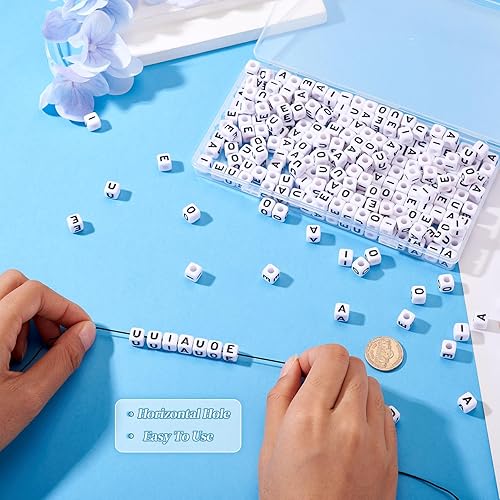 Vista 65 de FASHEWELRY 300 cuentas de letras acrílicas blancas de 0.236 x 0.236 pulgadas (0.236 x 0.236 in), cuentas del alfabeto para hacer pulseras