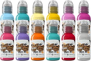 World Famous Tattoo Ink - 12 Color Pastel Tattoo Kit - Professional Tatt...