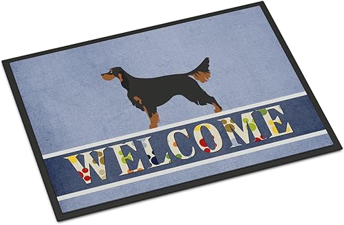 Caroline's Treasures BB8274JMAT Gordon Setter - Tapete de bienvenida de 24 x 36 pulgadas, tapete azul para puerta delantera, para interiores y