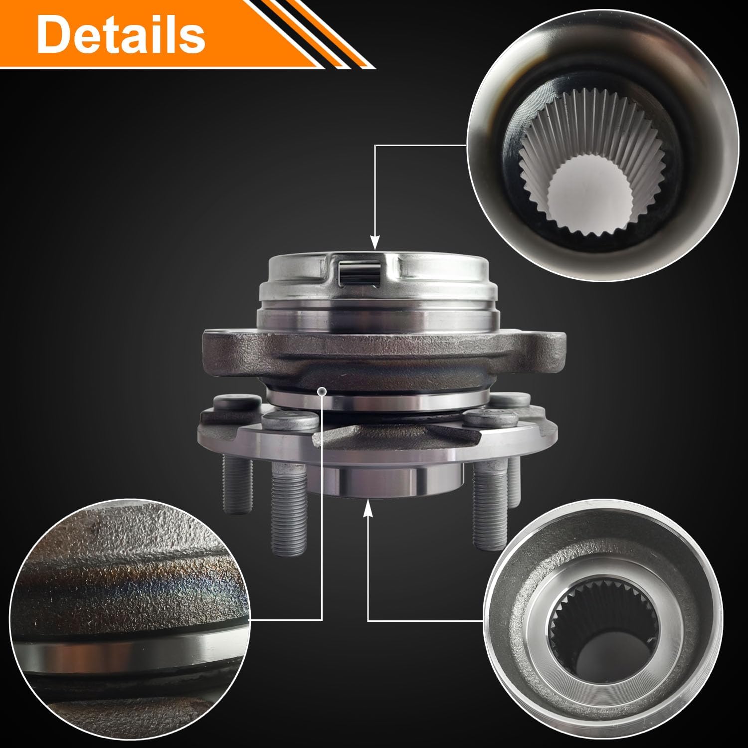 2 x 513296 Front Wheel Hubs Bearings Assembly Fits for 2007-2018 Nissan Altima, 2009-2019 Maxima, 2013-2019 Pathfinder, 2009-2018 Murano, 2013 Infiniti JX35, 2014-2019 QX60 5 Lugs Wheel Bearing Hubs