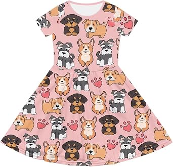 Short Sleeve Dresses for Girls Skater Dress Summer School Casual Dresses