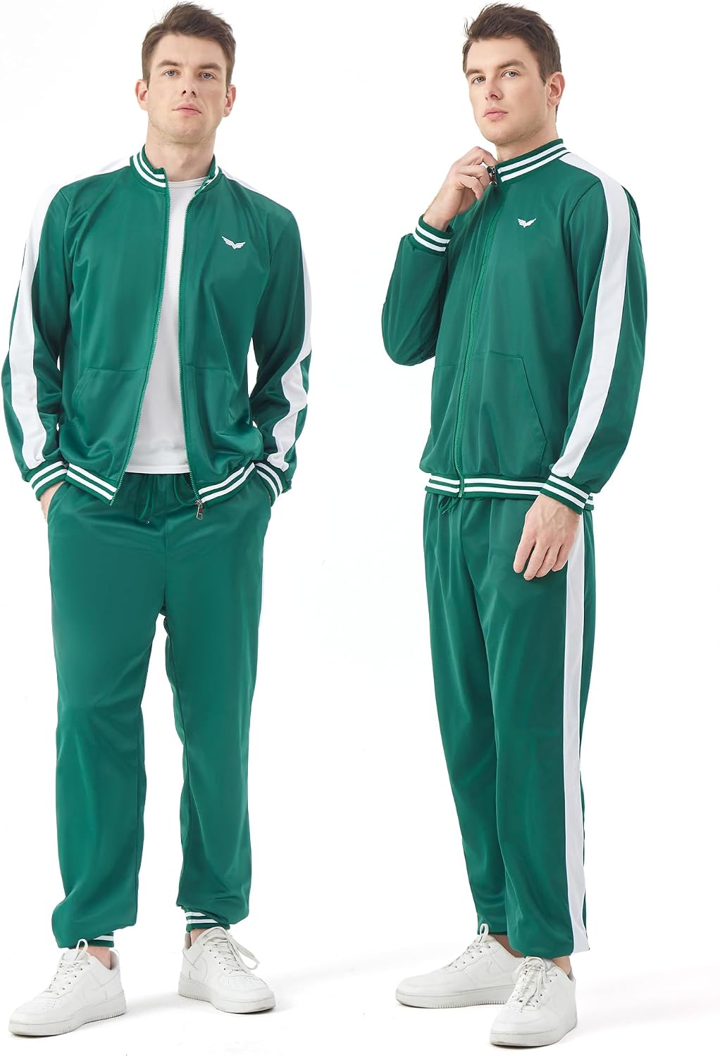 Deaboat Men's 80s Tracksuit - Retro 90s Outfit for Men Windbreaker Zip Jacket & Jogger Pants 2 Piece Vintage Sportswear