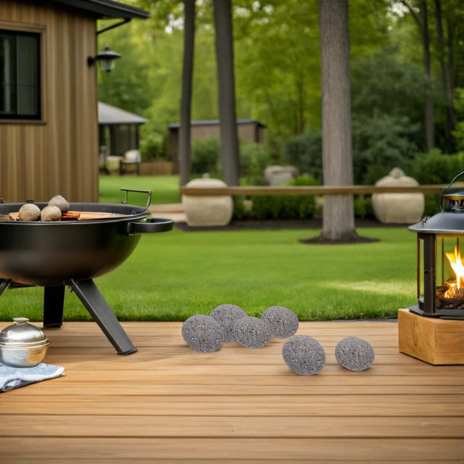 Beavorty Pietre Vulcaniche Riutilizzabili per Caminetto e Focolare, Distribuzione Efficiente del Calore, Sacchetto da 1kg, per Barbecue All'aperto e Campeggio