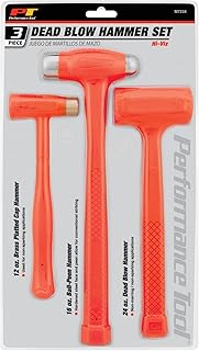 Performance Tool M7234 Dead Blow Hammer Set with Brass Cap, Ball-Peen, and Dead Blow Hammers and Urethane Coating, Orange (3-Piece)