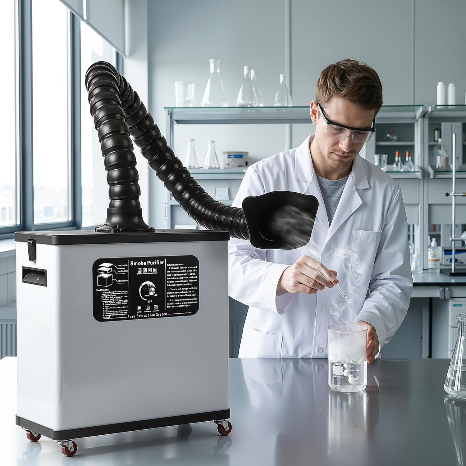 Laser Fume Extractor: 210W Suction 360m³/h Fume Extractor Soldering Machine with 4-Stage Filtration System & Exhaust Hose for S1/F1/M1/LU3 Laser Engraver, Laser Welding, 3D Printing, Beauty Shop