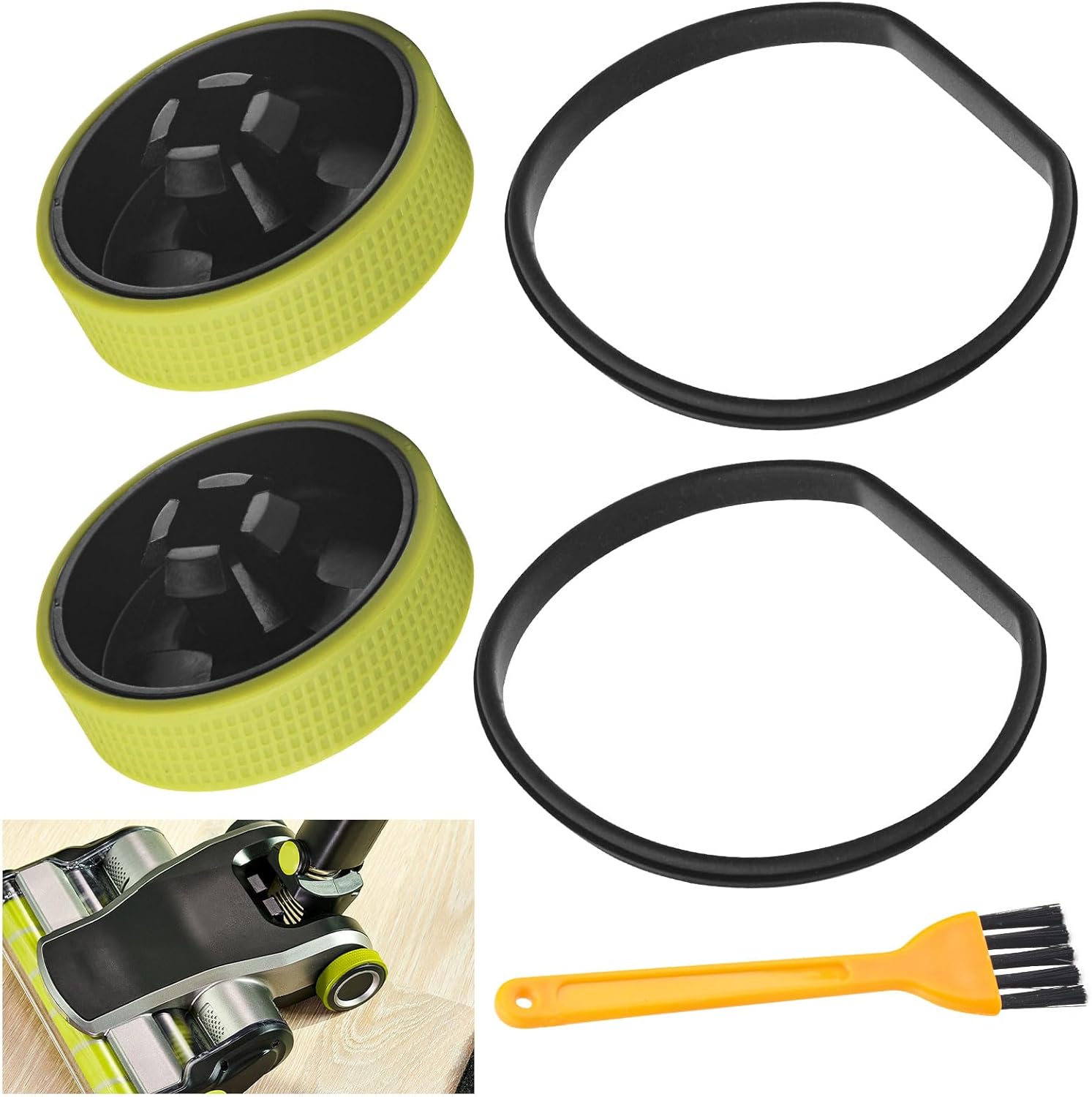 Upgraded Replacement Wheel & Gasket for Ryobi 18v Cordless Stick Vac PCL720B, PCL720K, PBLSV716B, PBLSV716K, PBLSV717B, PBLSV717K, Silicone Wheel Bottom