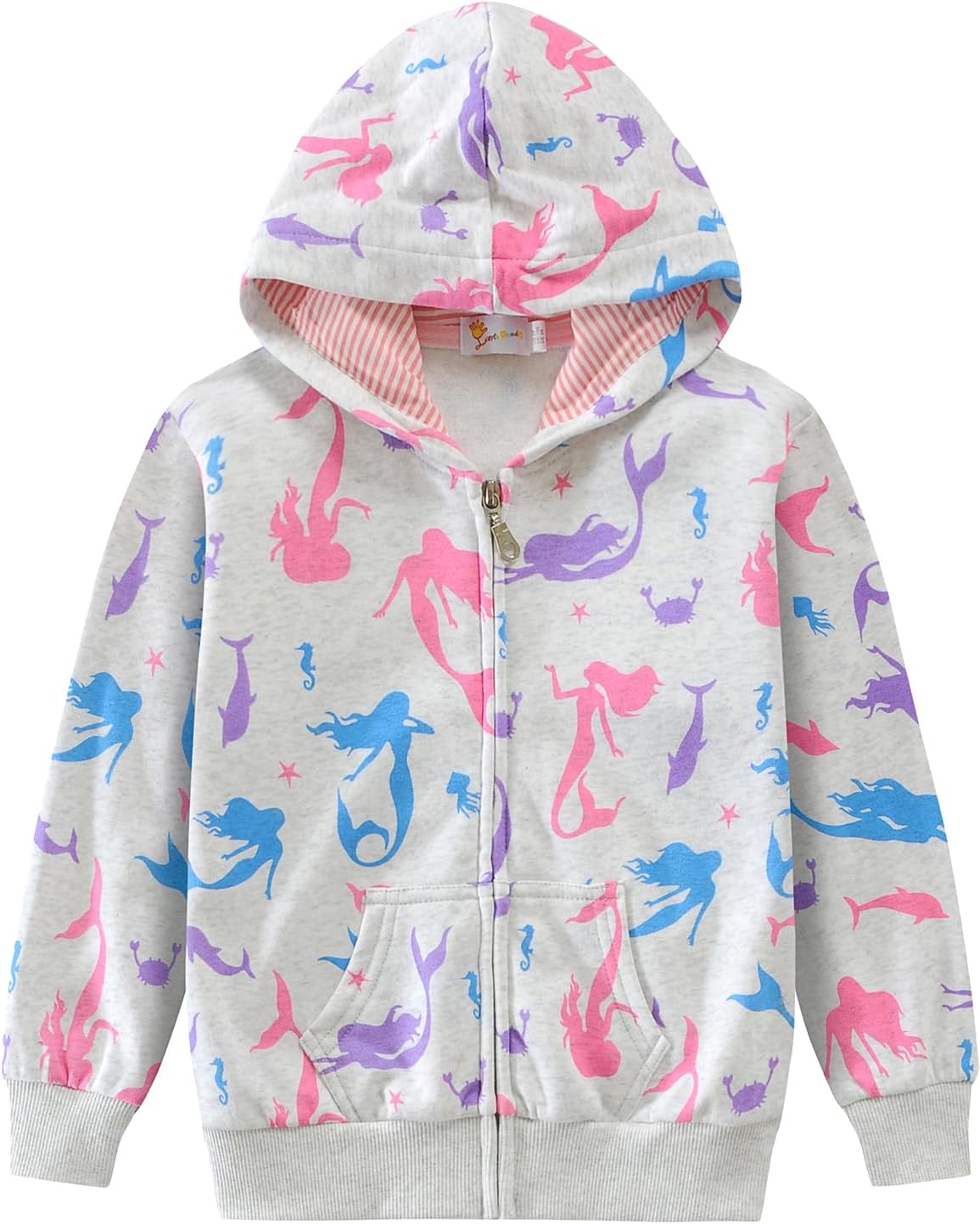CM-KidGirls Hoodie Jacket Kids Children Heart Unicorn Print Zip Up Fleece Warm Hoody Hooded Sweatshirt Outerwear Tops for Age 1-7 Years
