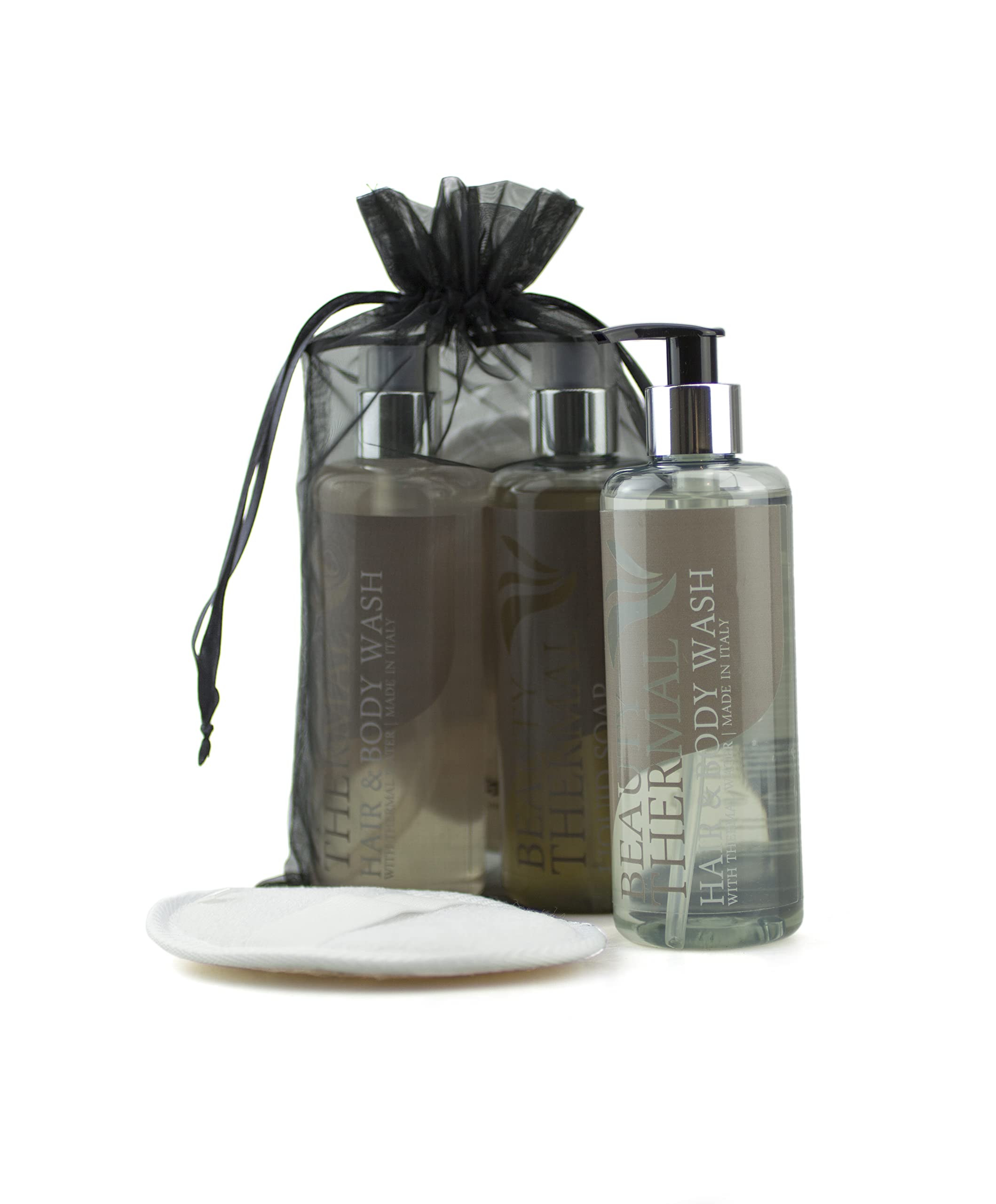Present-More Geschenkset (Duschshampoo + Flüssigseife) Beauty Thermal - Prestige Kit Toilettenartikel 100 Gäste für Hotels und B&B | Allergenfreie Amenities Kit mit Duftnote Orange und Zimt