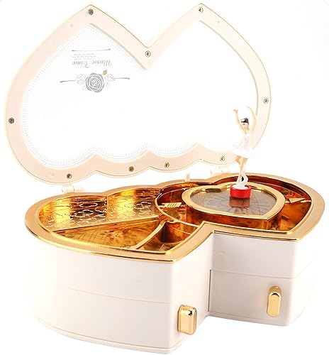 Miniatura 6 de Caja de música de bailarina caja de joyería musical caja de joyería musical de bailarina de doble corazón caja de regalo de música con bola