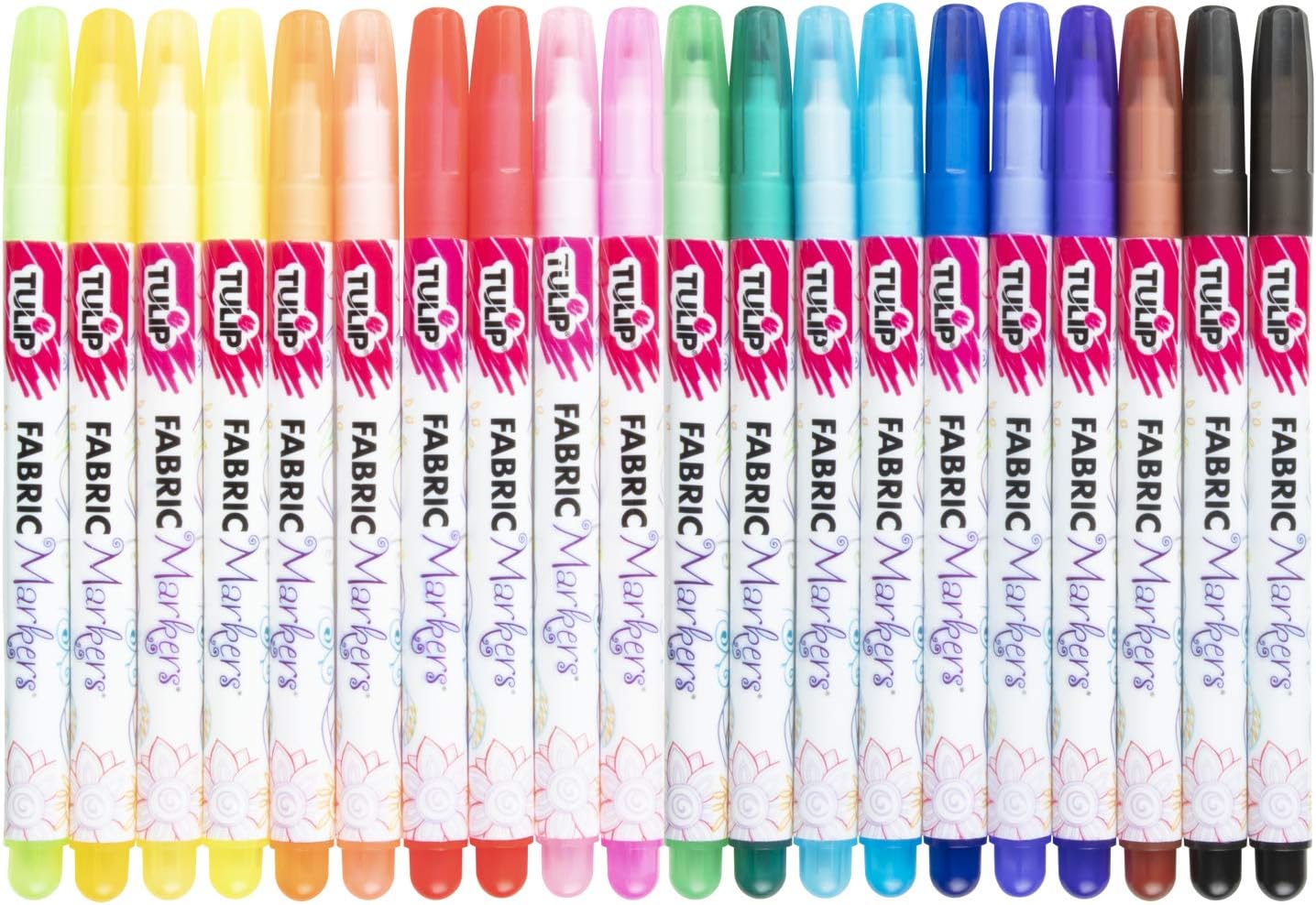 Tulip 20 Pack Rainbow Fabric Markers, Color Collection