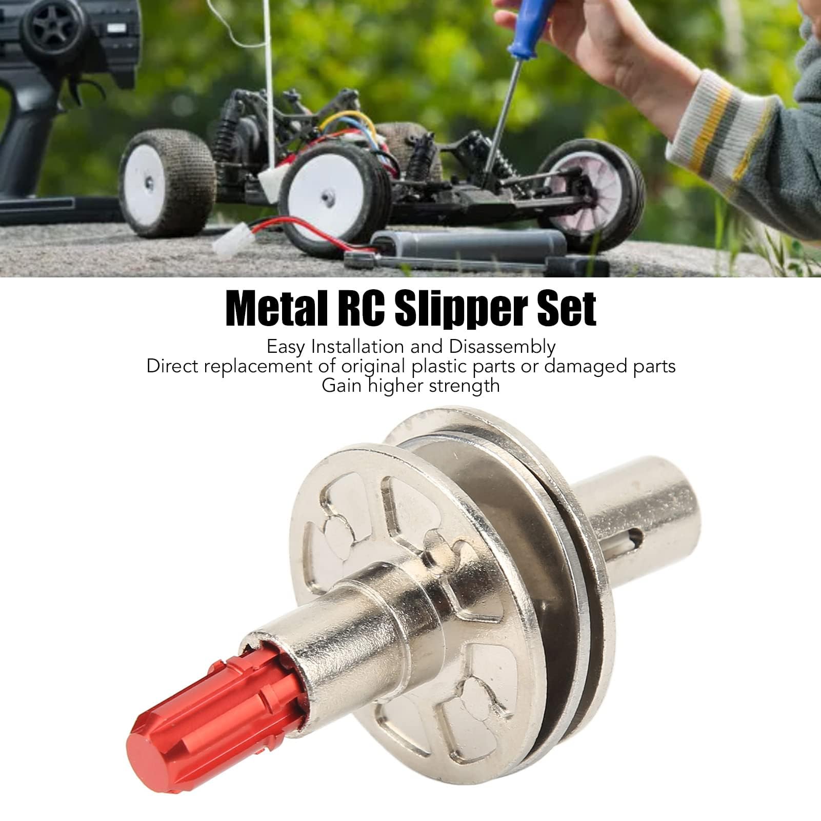 HERCHR Stainless Steel 57T Slipper Set Slipper Clutch Spur Gear Metal RC Upgrade Parts for Arrma 1/10 Granit for Typhon 1/10 RC Cars(Red) - Image 3