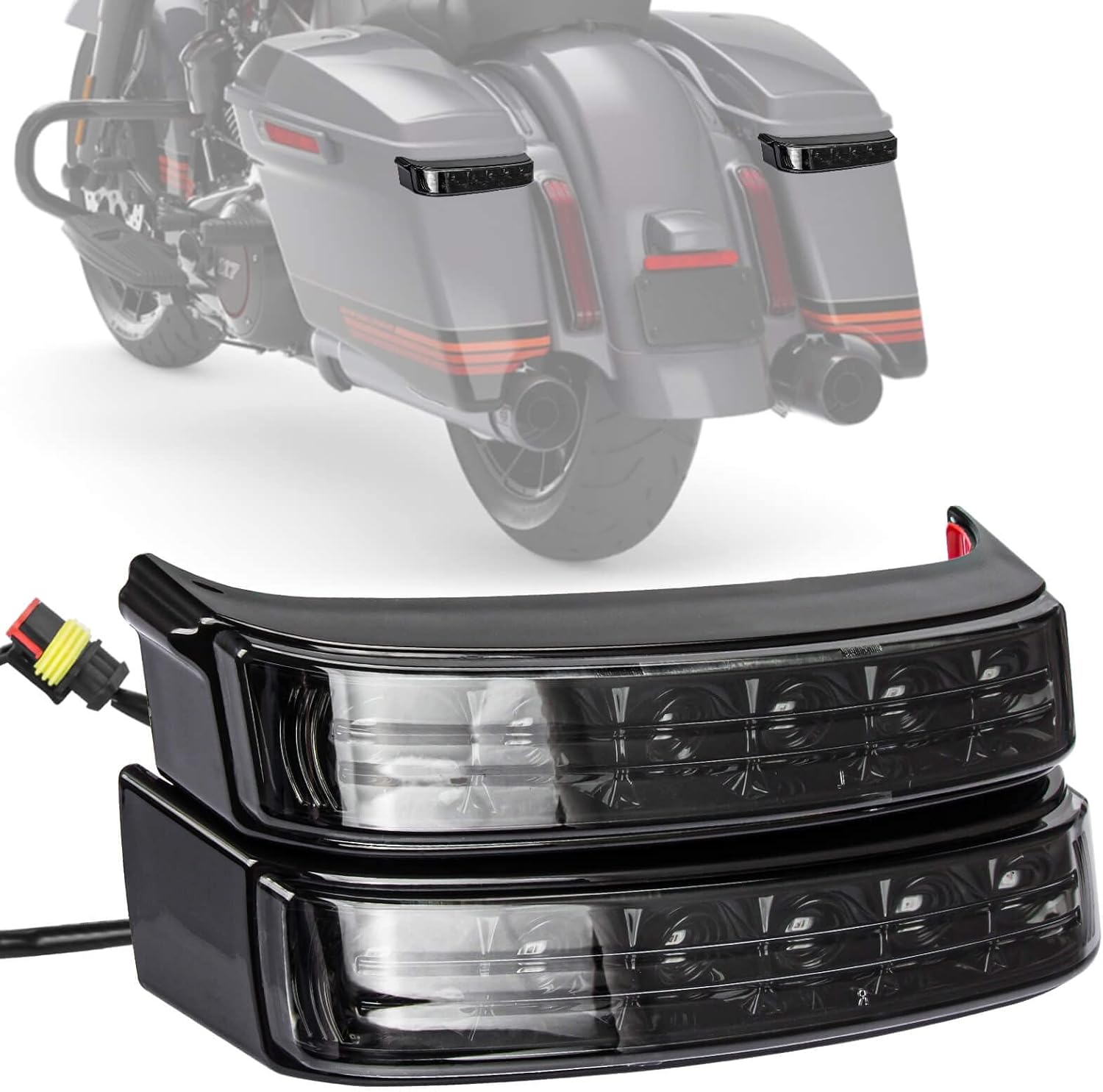 Saddlebag Housing Tail Run Brake Turn Light Lamp LED Len for Touring Street Road Glide CVO Electra Glide Ultra Classic Ultra Limited CVO 2014-2022 (Black Smoke)