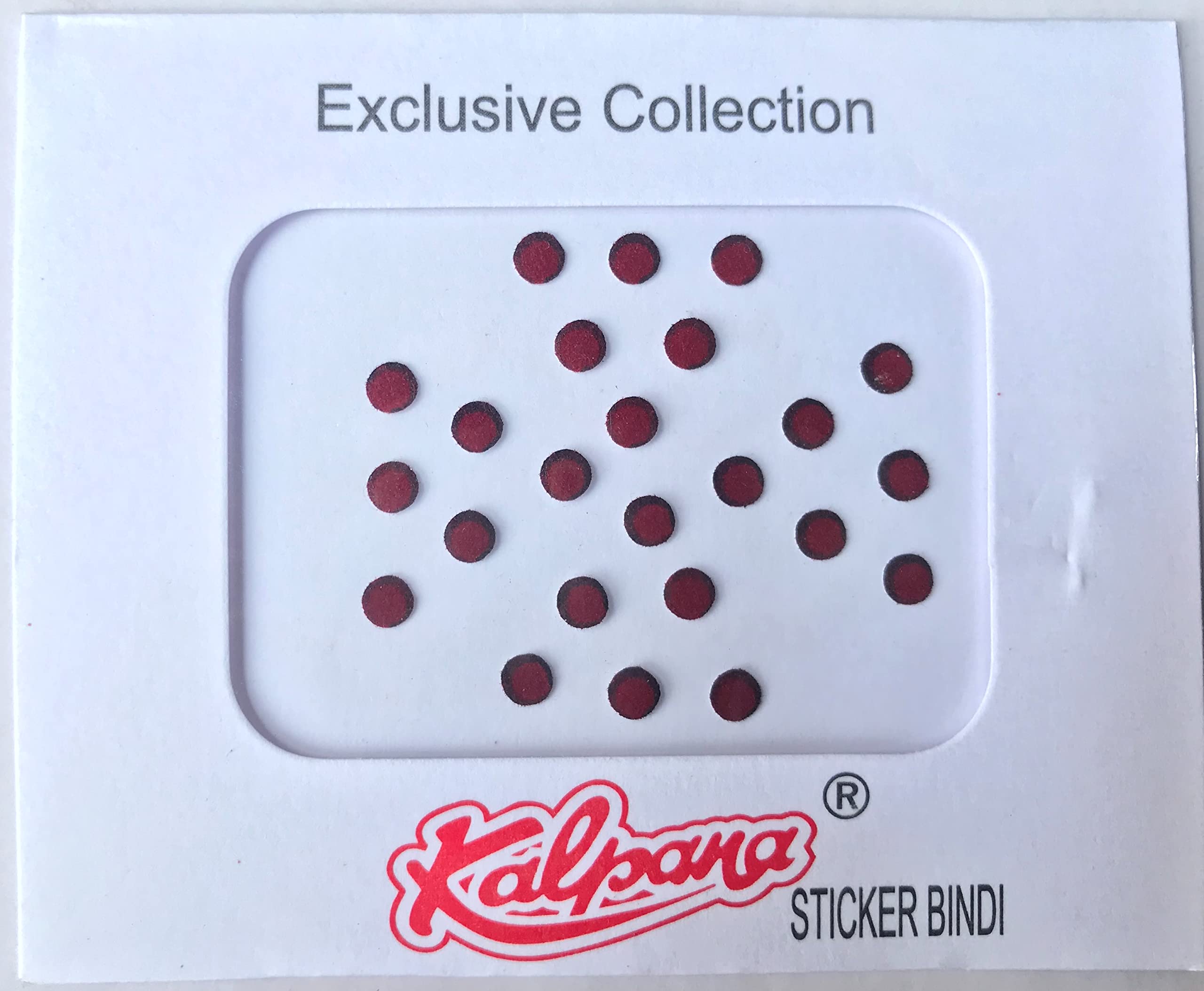 kalpana Bindi Maroon with Black Border Round Sticker Card kumkum | Size - 8 | (Pack of 12)-picture-29